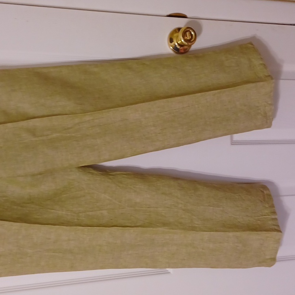 TU sz 12, 100% Linen drawstring wide leg pants in a muted basil green. - Picture 5 of 10